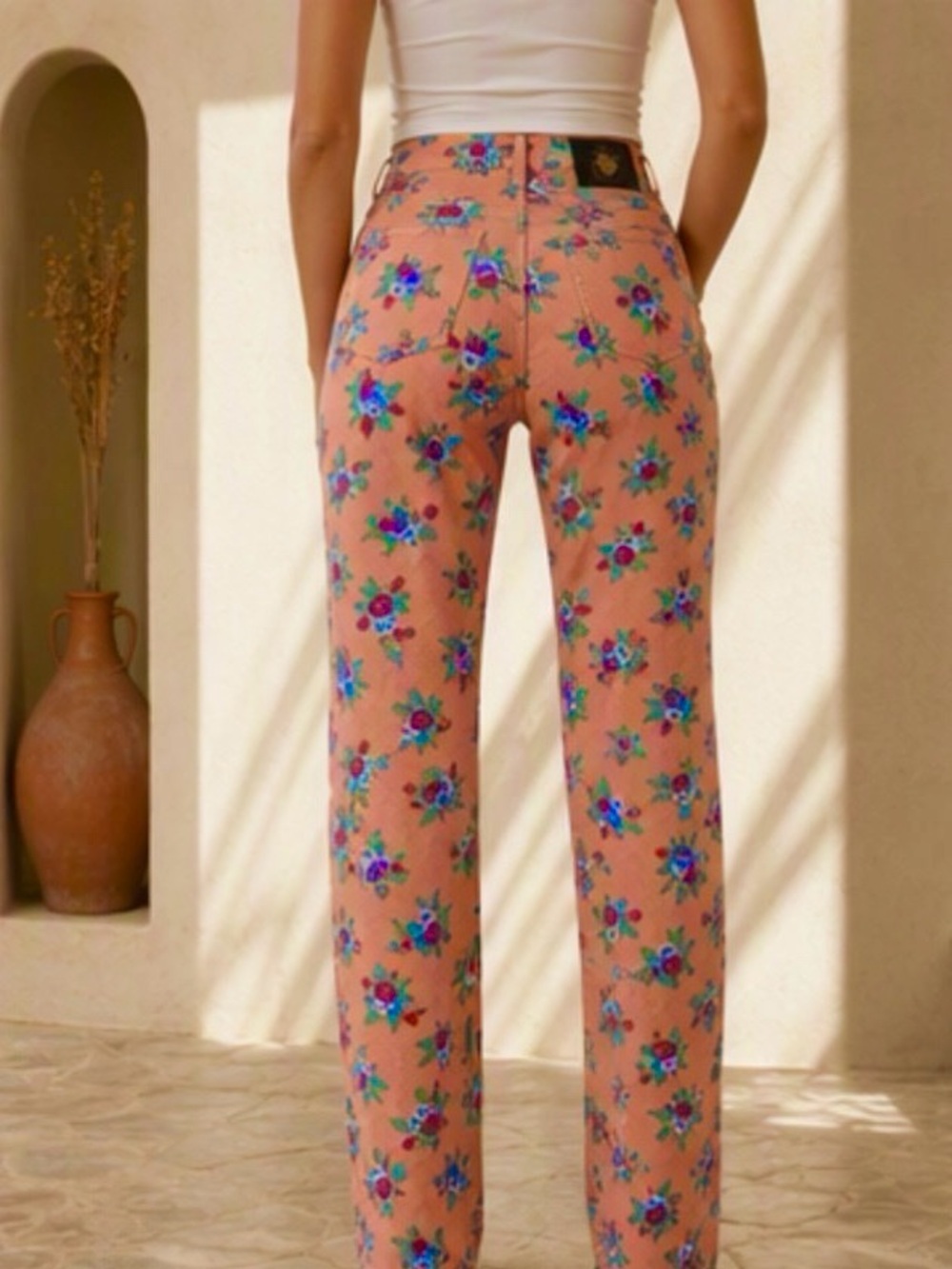 🌷 Versace Jeans Couture 🌷 Vintage Floral Jeans Made in Italy 🇮🇹